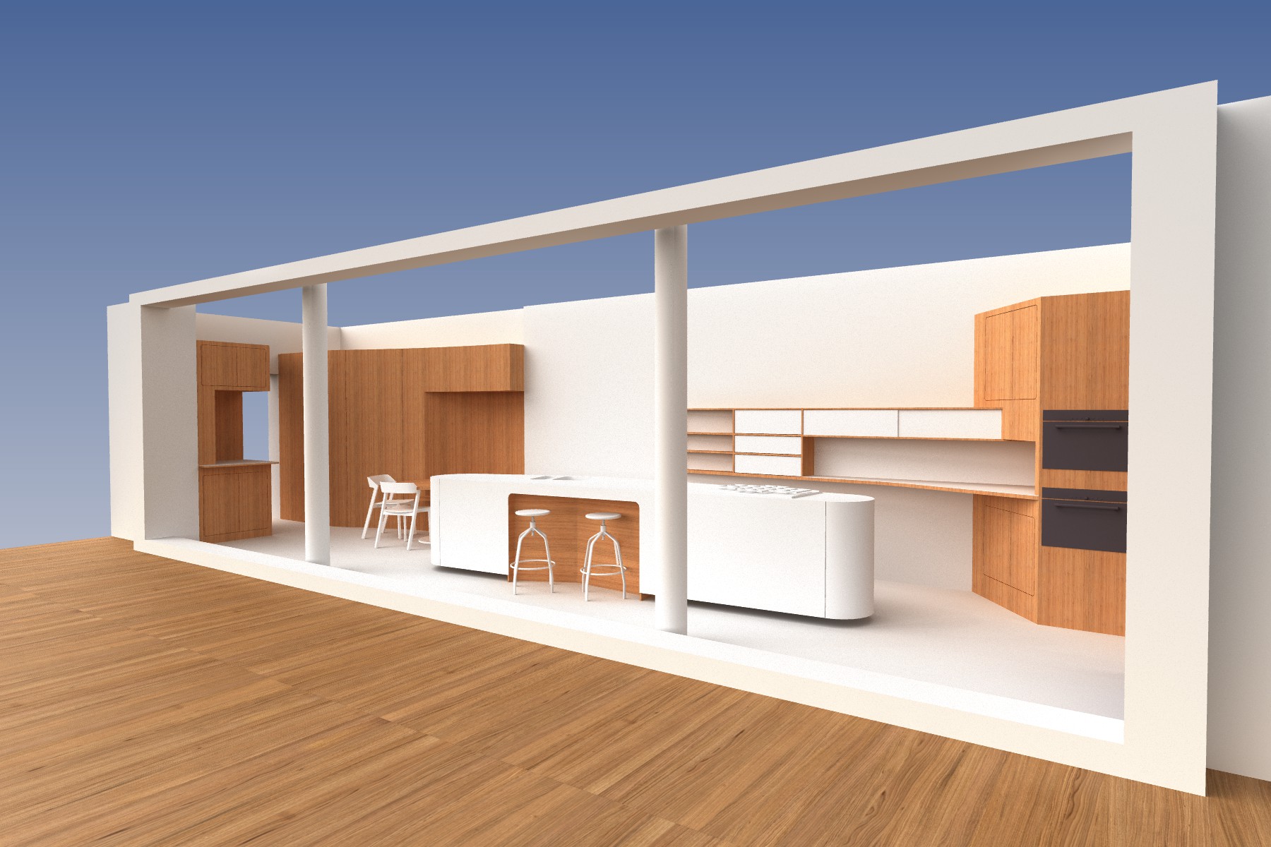 Custom-made kitchen with curved central island - Customer Testimonial