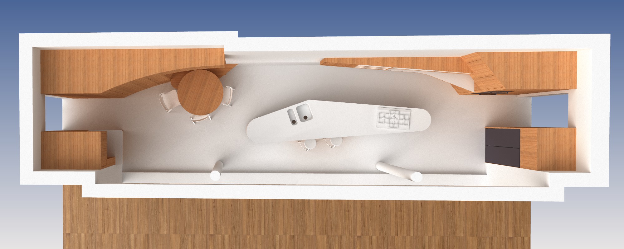 Custom-made kitchen with curved central island - Customer Testimonial